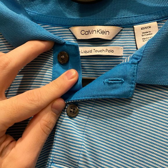 Calvin Klein Microstripe Polo - Blue, size XS - Picture 3 of 5